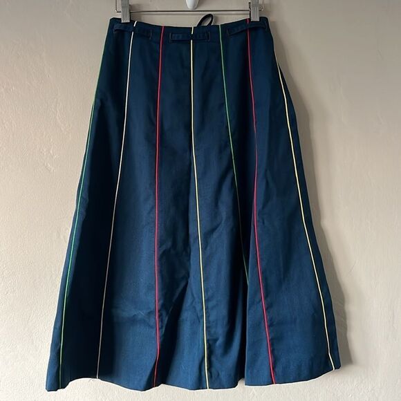 80s Point Of View Button Front Skirt With Rainbow Piping - Picture 7 of 10
